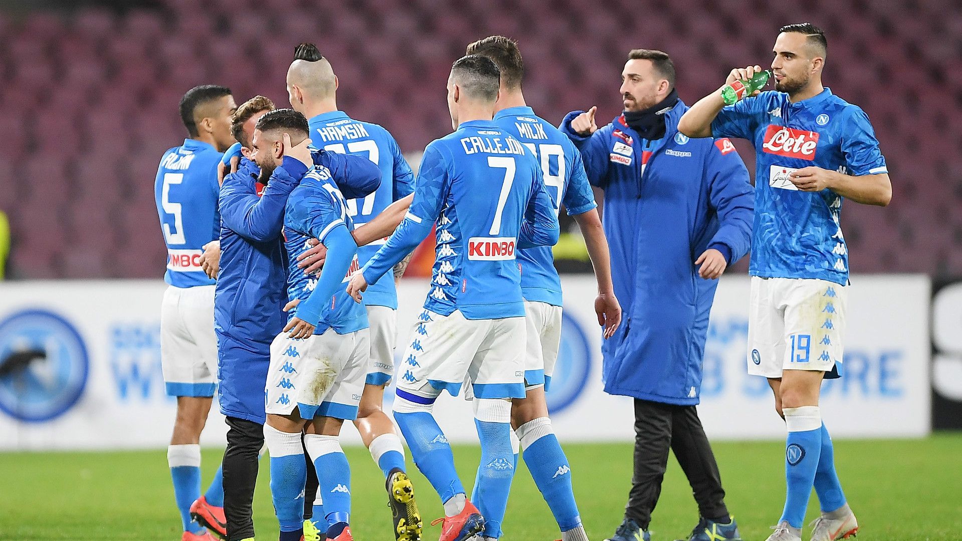 Napoli celebrating Sampdoria Serie A