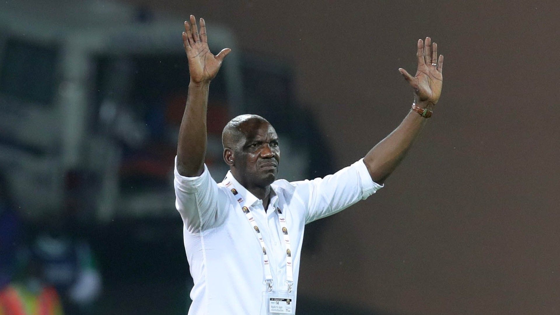 Augustine Eguavoen, coach of Nigeria reacts during the 2021 Africa Cup of Nations.