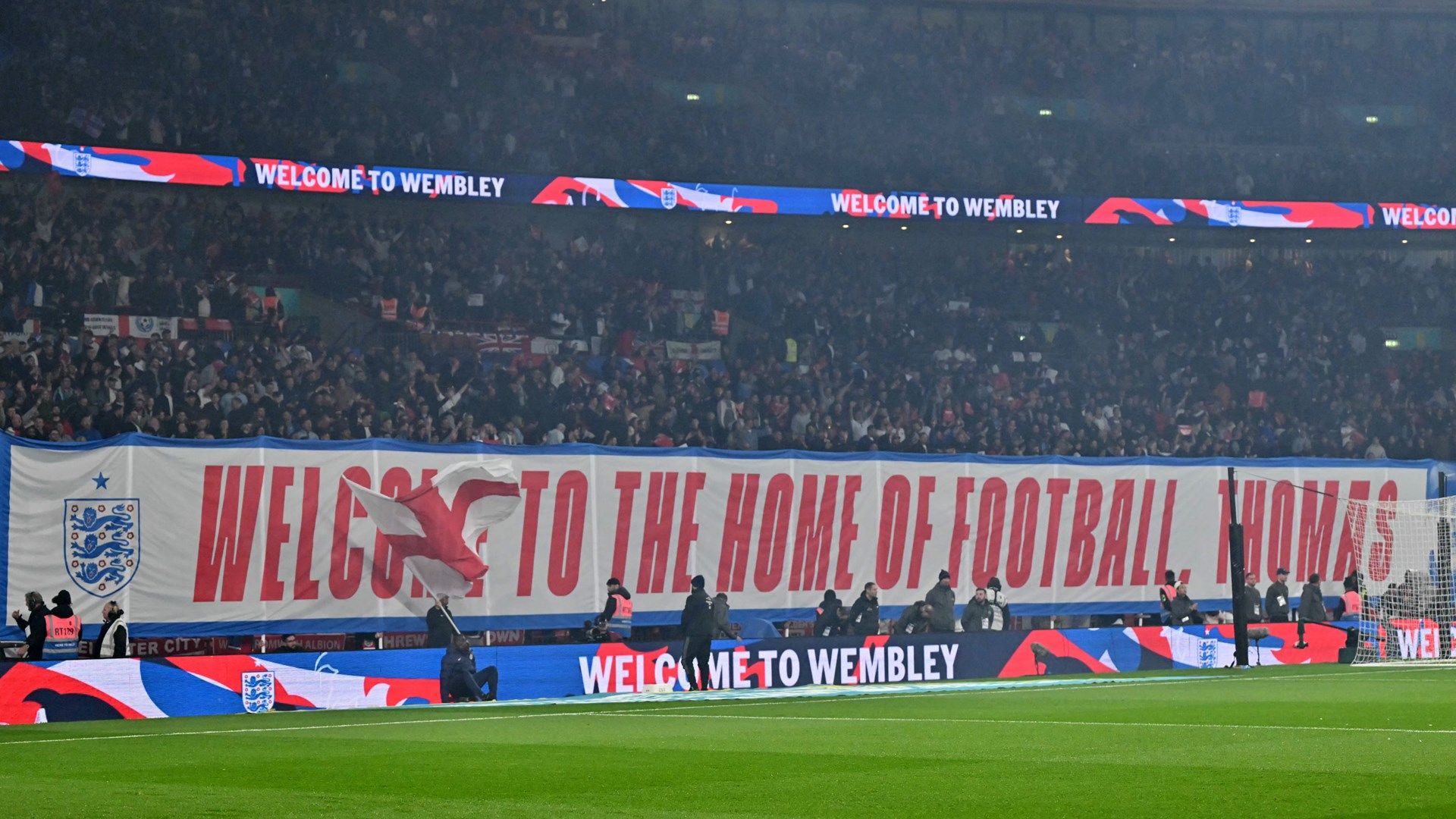 England fans Thomas Tuchel banner