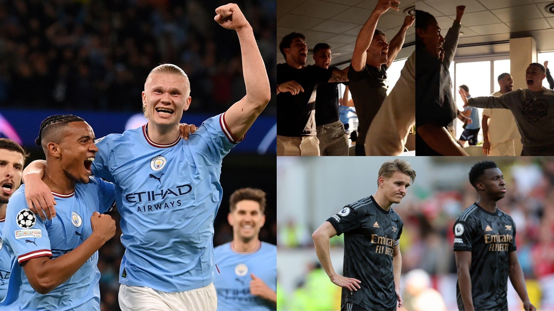 Man City players celebrate PL title win