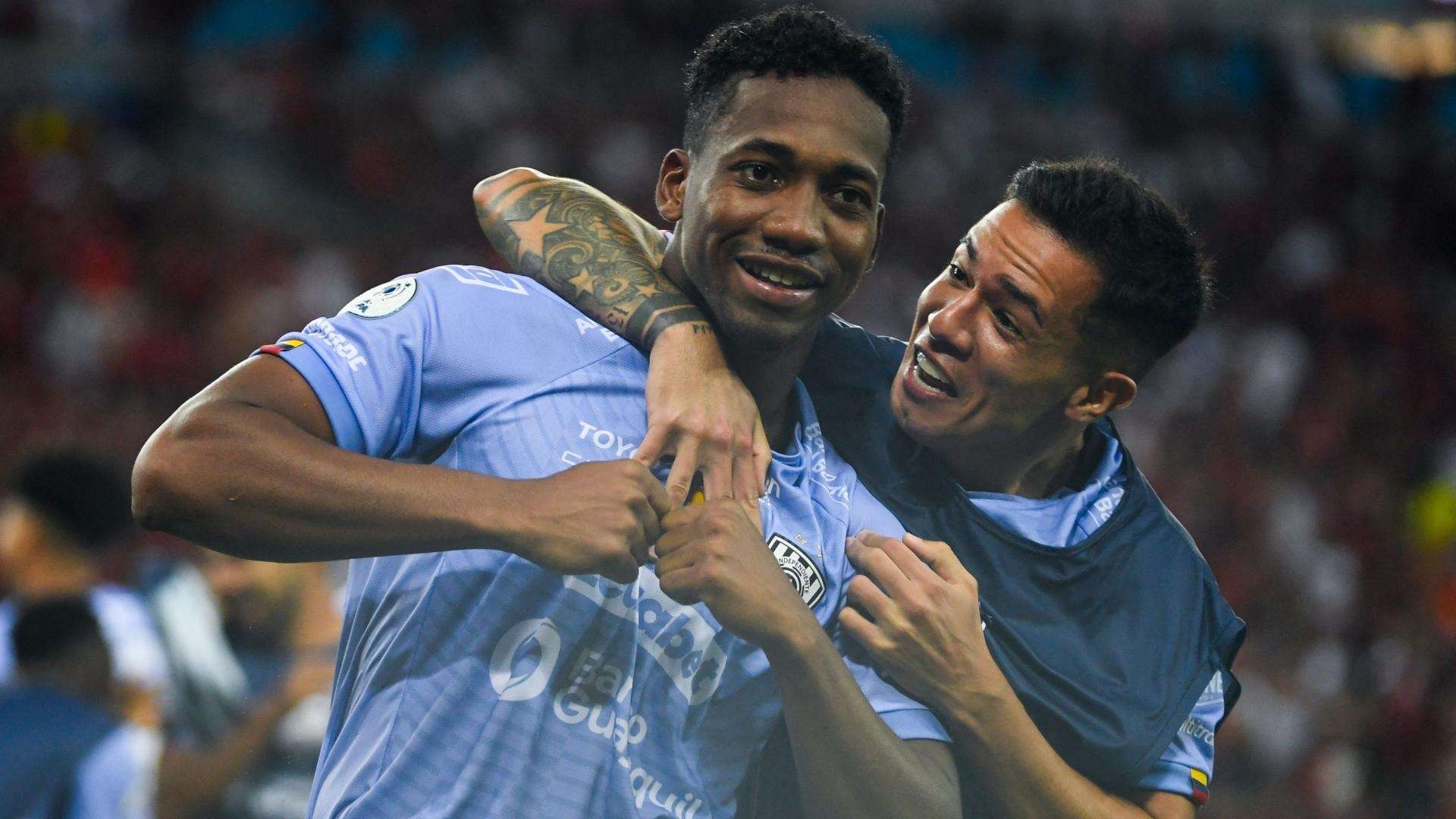 Anthony Landazuri marca o pênalti do título do Del Valle sobre o Flamengo na Recopa Sul-Americana 2023