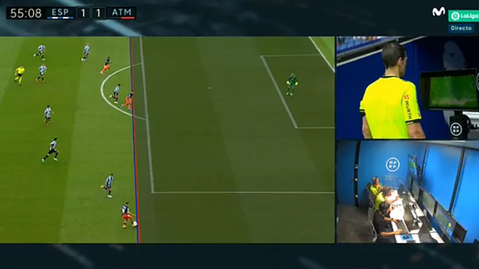 El VAR anula el gol de Suárez en el Espanyol vs. Atlético