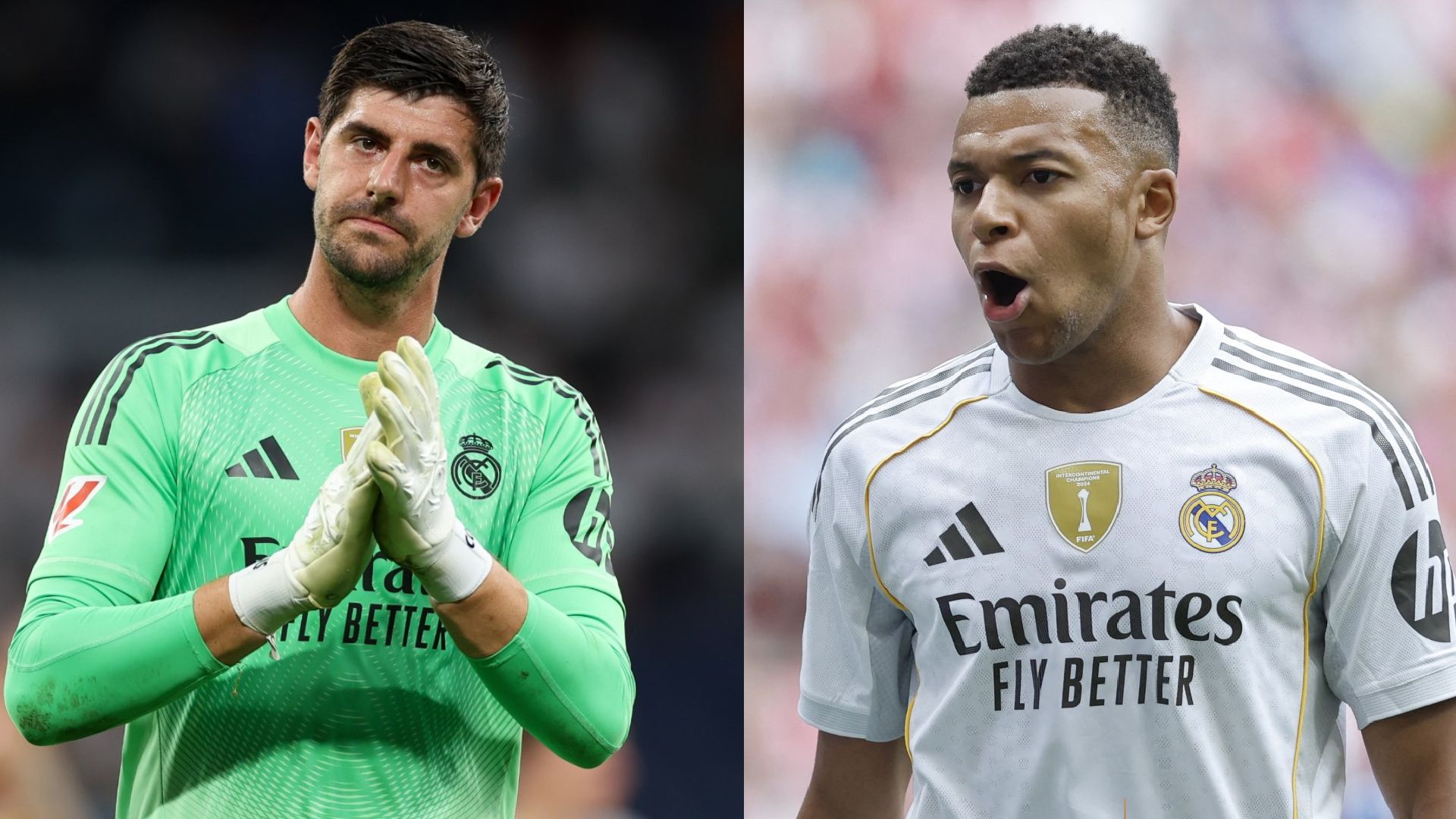 Thibaut Courtois and Kylian Mbappe