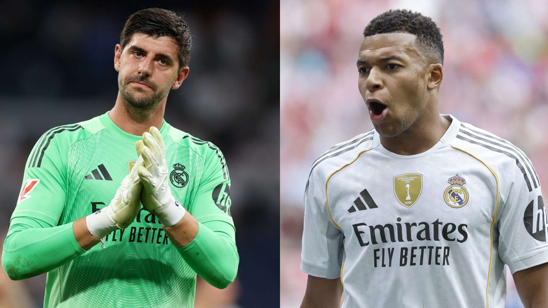 Thibaut Courtois and Kylian Mbappe