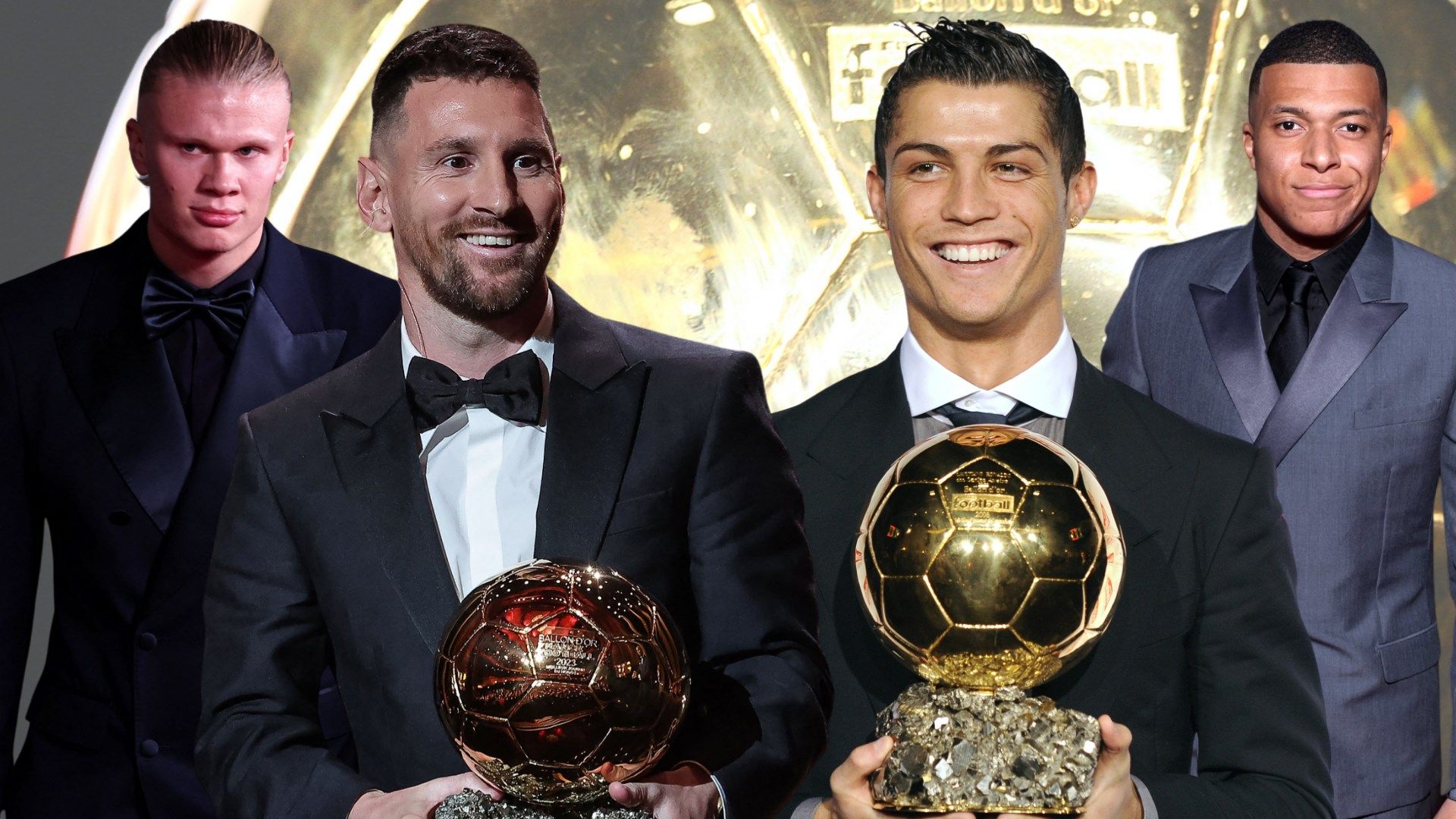Messi Ronaldo Mbappe Haaland Ballon D'Or