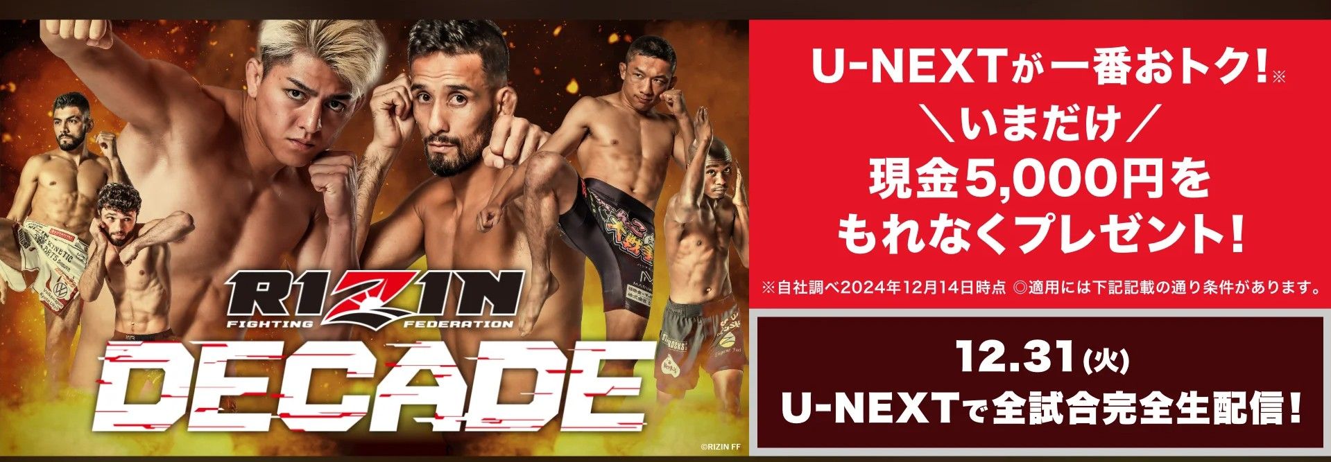 rizin dacade u-next campaign banner