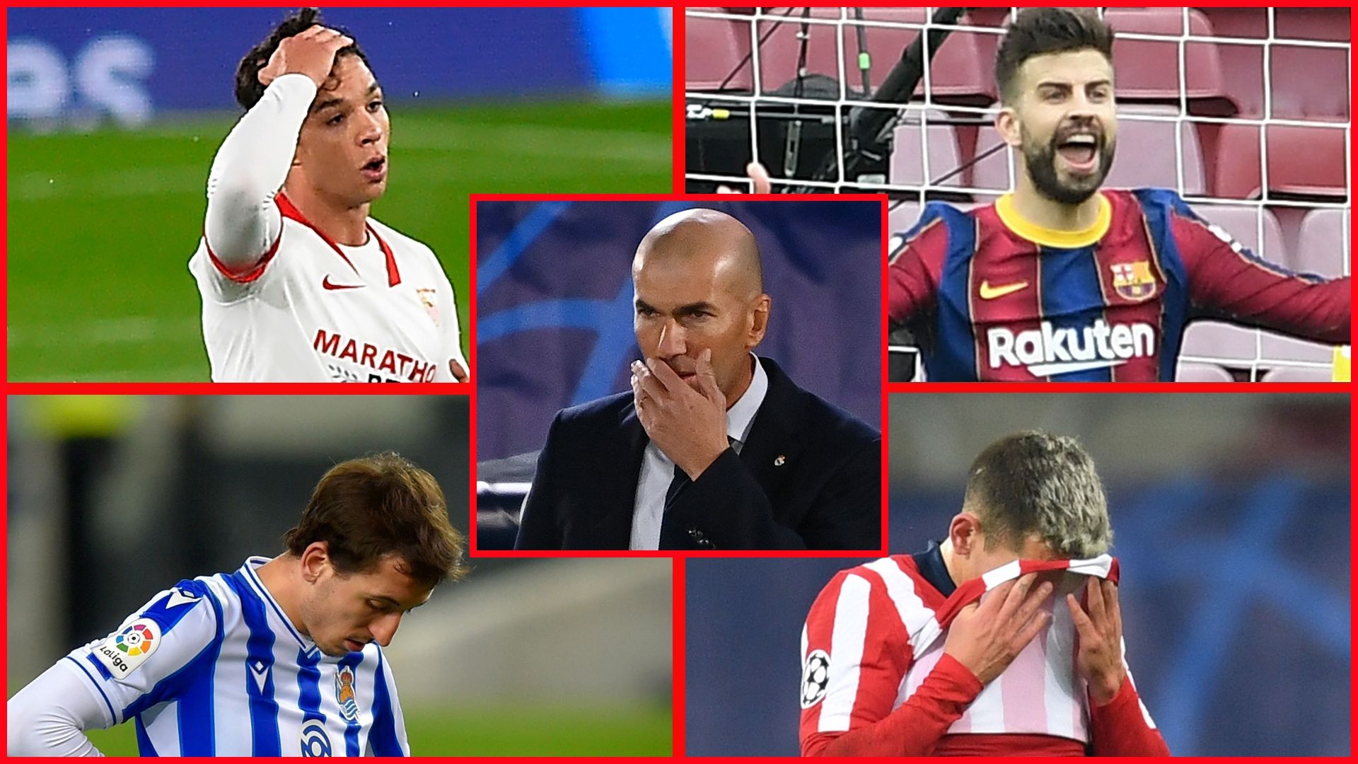 Óliver, Piqué, Oyarzabal, Torreira y Zidane (Sevilla, Barcelona, Real Sociedad, Atlético de Madrid y Real Madrid)