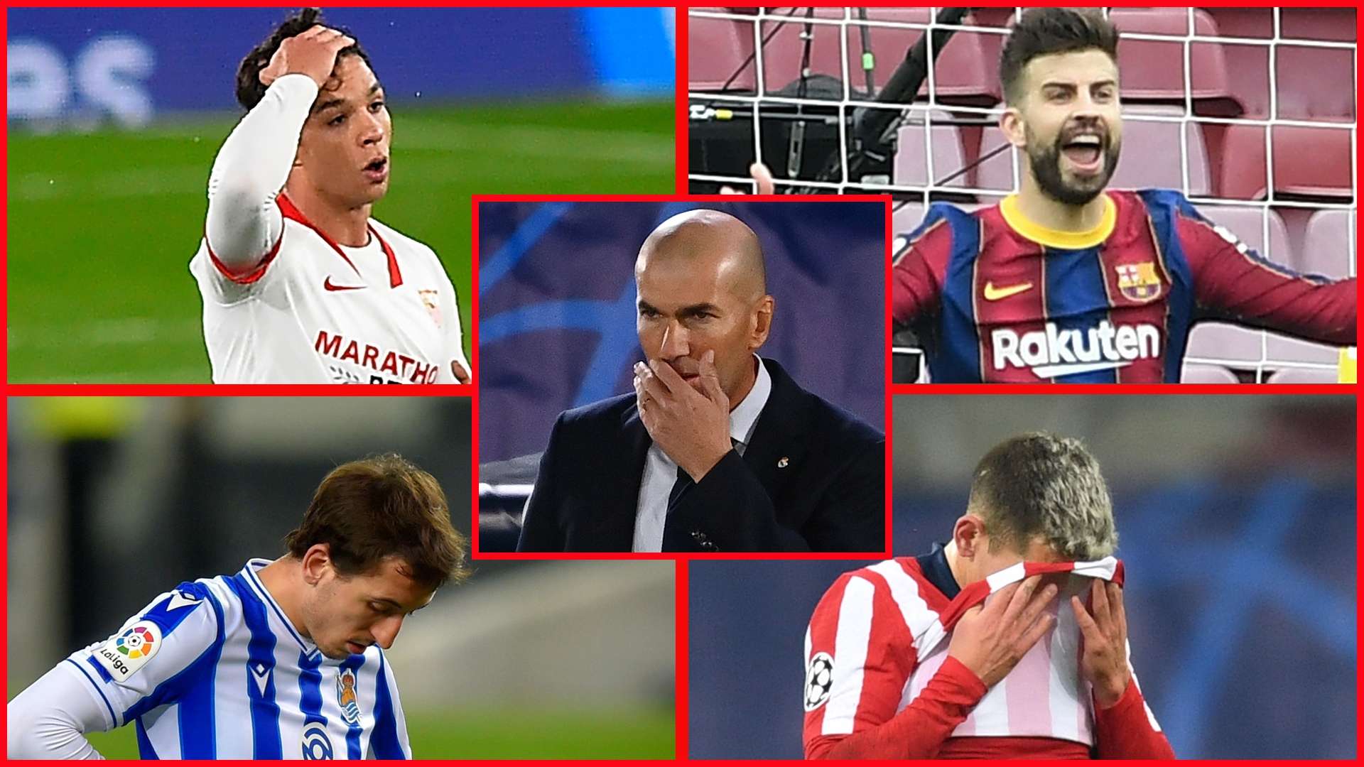 Óliver, Piqué, Oyarzabal, Torreira y Zidane (Sevilla, Barcelona, Real Sociedad, Atlético de Madrid y Real Madrid)