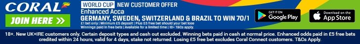 Coral new customer 70/1 enhanced offer footer