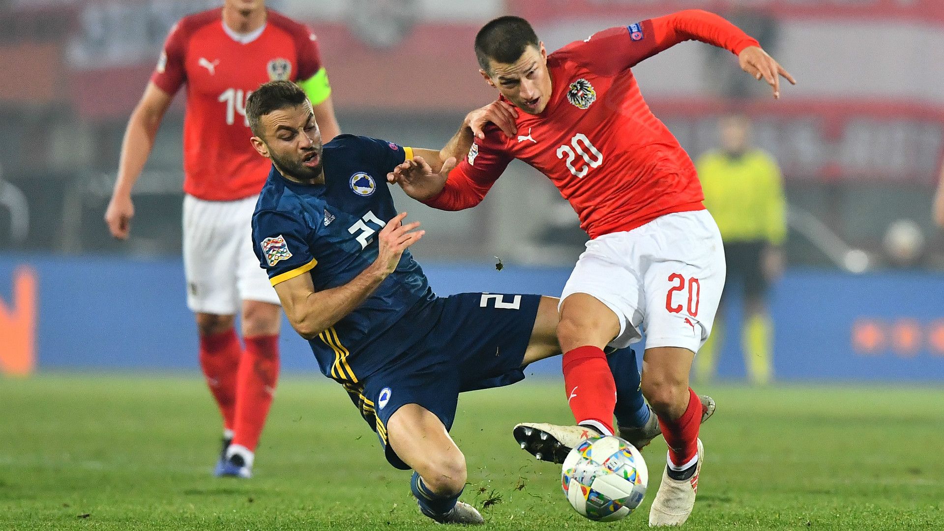 ELVIS SARIC BOSNIA STEFAN LAINER AUSTRIA NATIONS LEAGUE 15112018