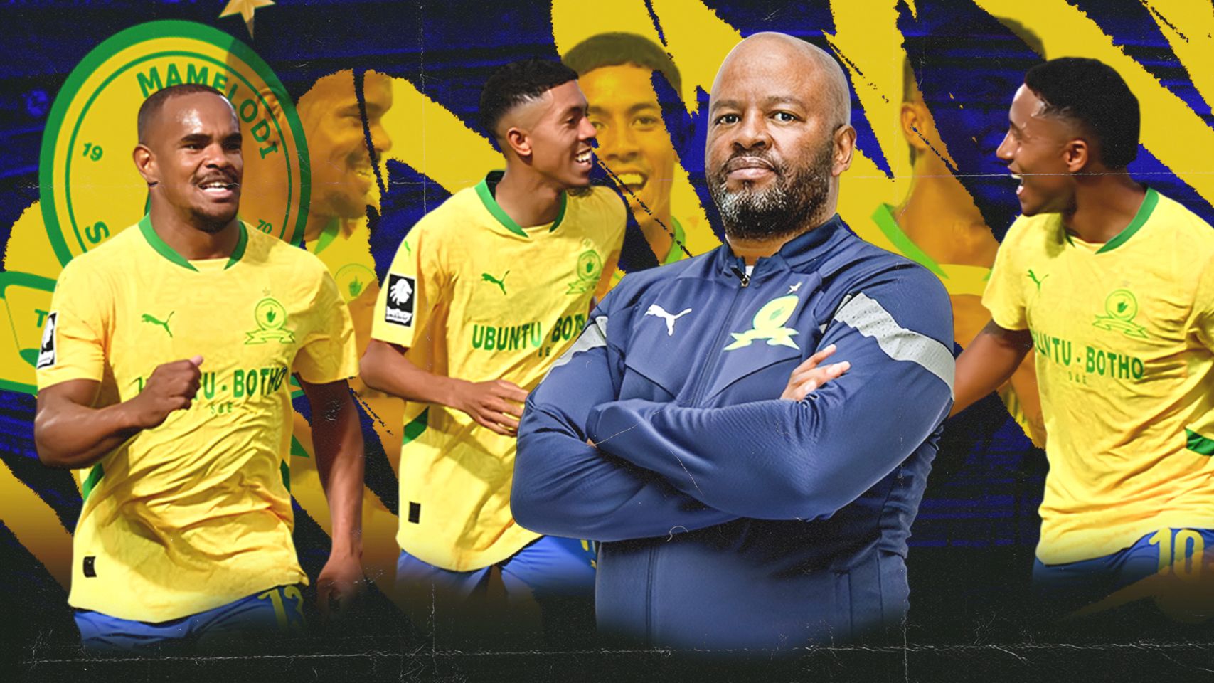 Manqoba Mngqithi, Lucas Ribeiro, Tashreeq Matthews and Iqraam Rayners of Mamelodi Sundowns