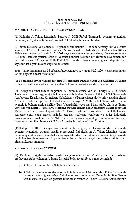TFF 2025-26 yabancı kuralı