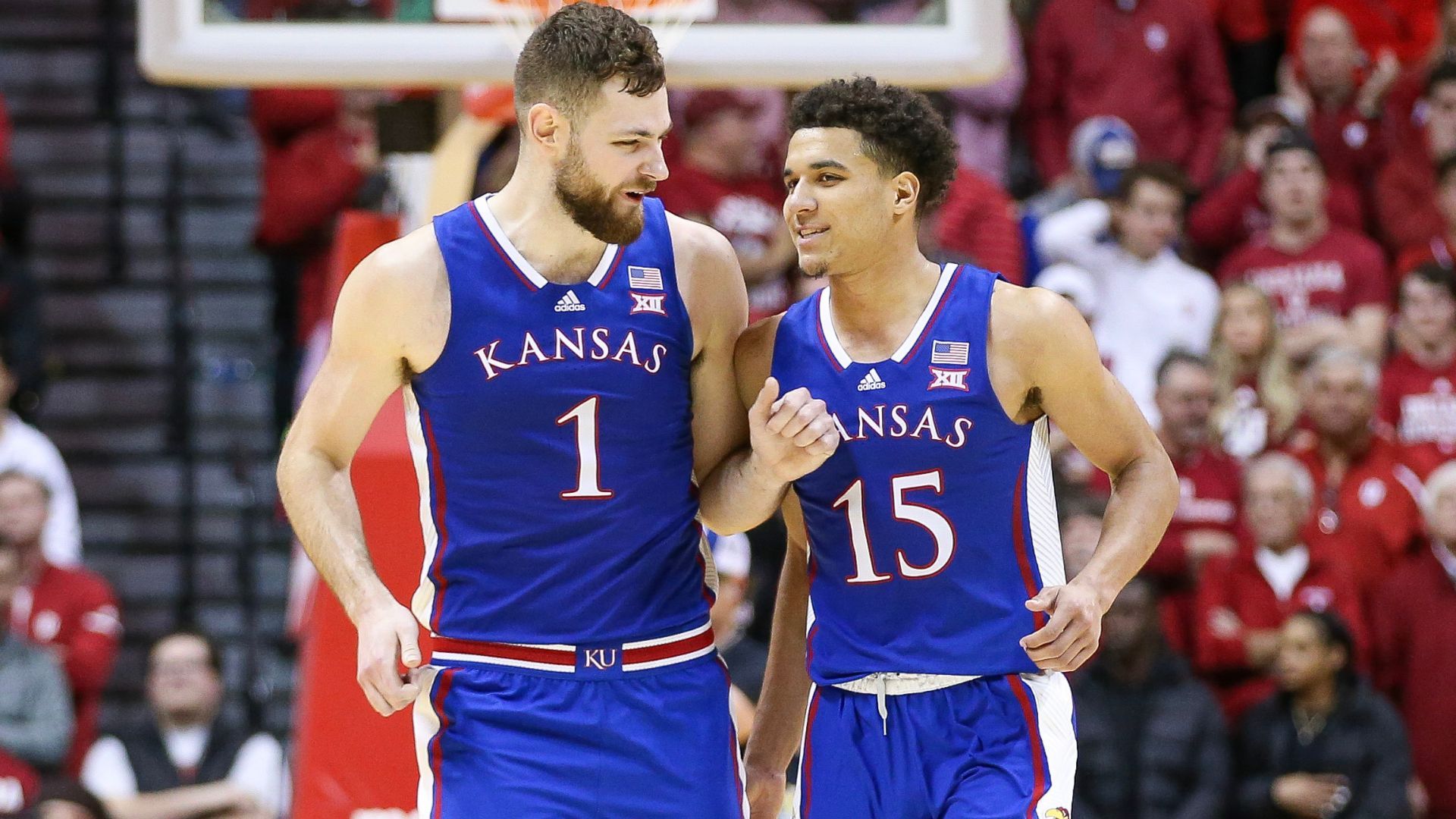 NCAA basketball March Madness Hunter Dickinson and Kevin McCullar Jr of the Kansas Jayhawks
