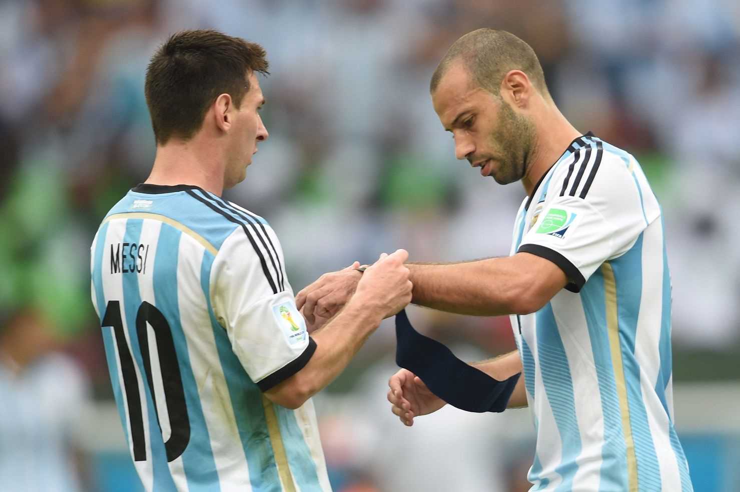 Lionel Messi Javier Mascherano Argentina Nigeria 2014 FIFA World Cup