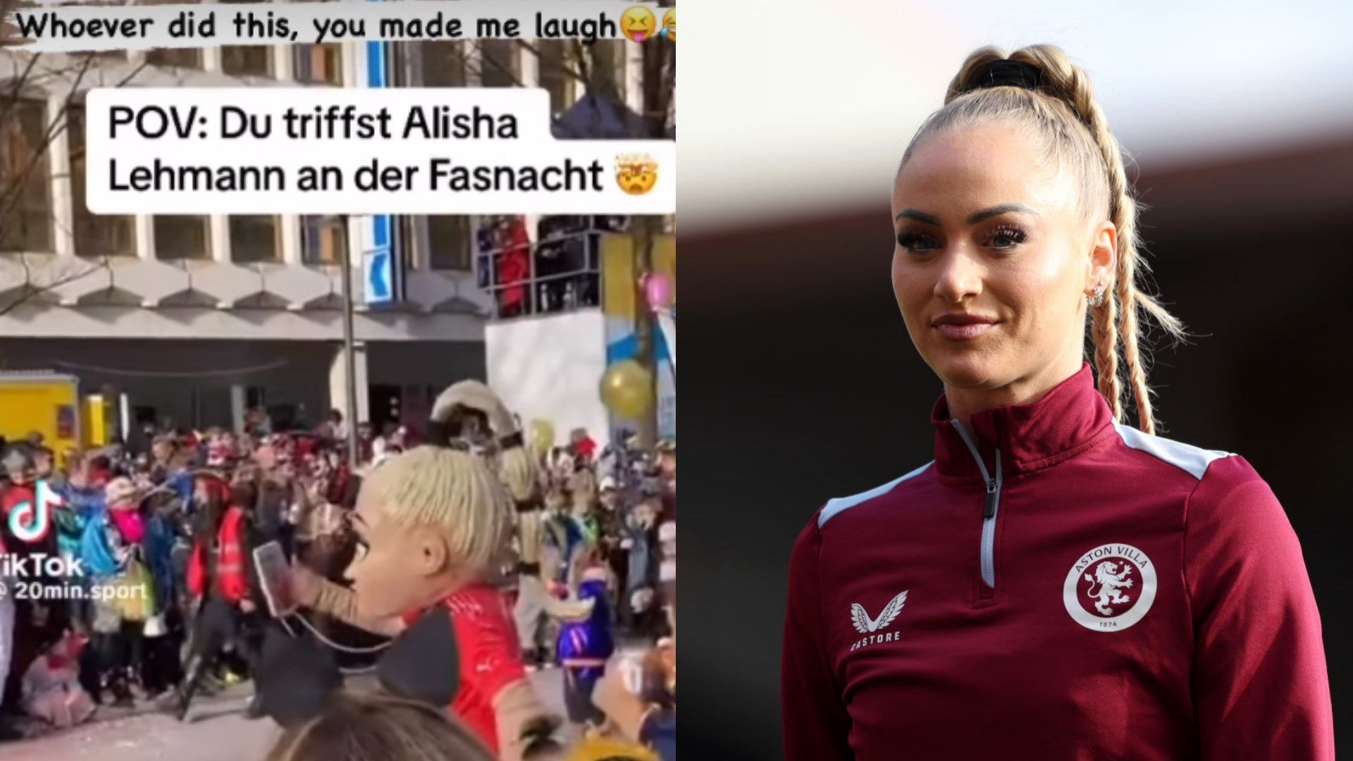 Alisha Lehmann spots lifesize Bobblehead of herself at Swiss carnival