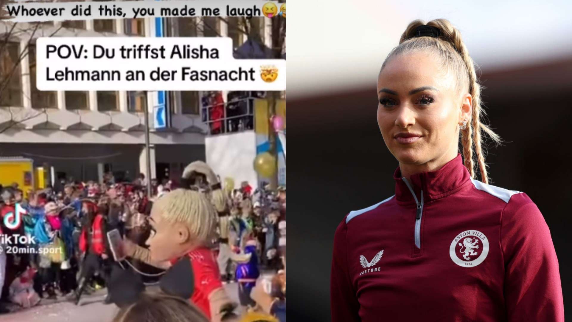 Alisha Lehmann spots lifesize Bobblehead of herself at Swiss carnival