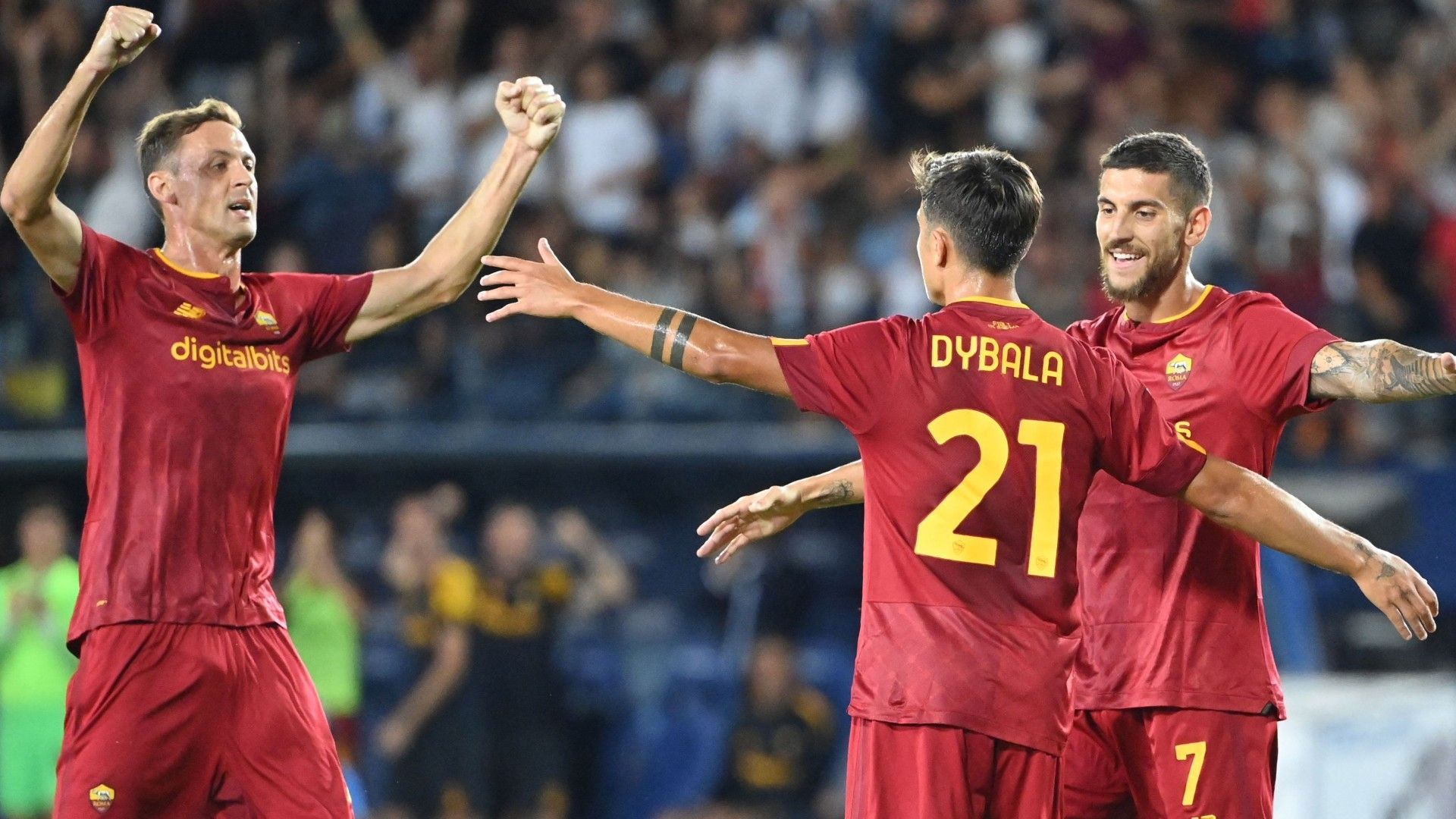 Roma celebrates goal against Empoli Serie A