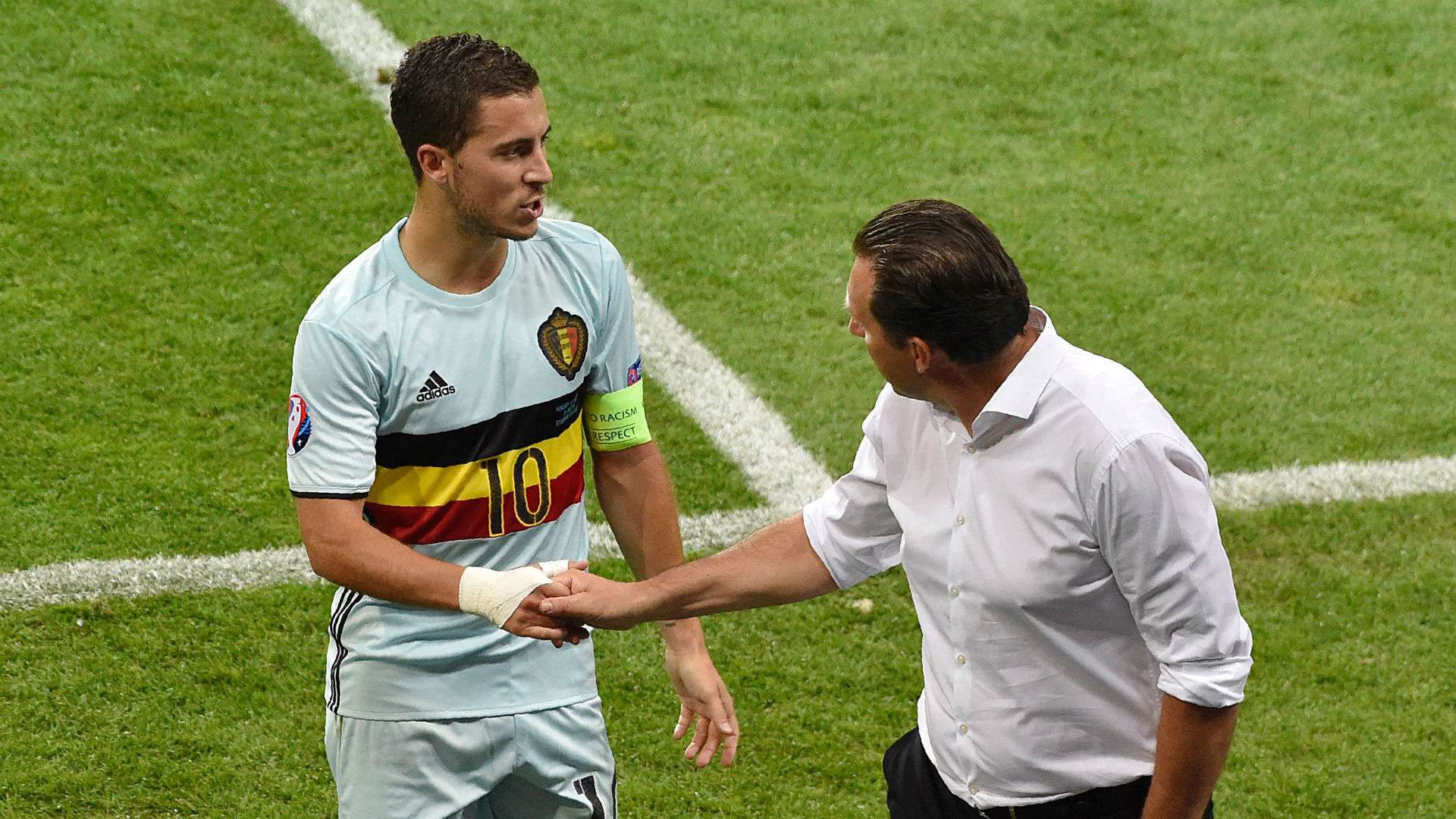 Eden Hazard & Marc Wilmots Euro 2016 Belgium v Hungary