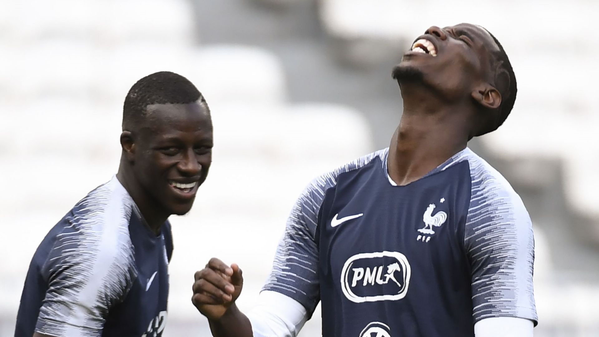 Benjamin Mendy, Paul Pogba, France training