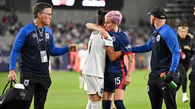 Megan Rapinoe Ali Krieger hug NWSL final 2023