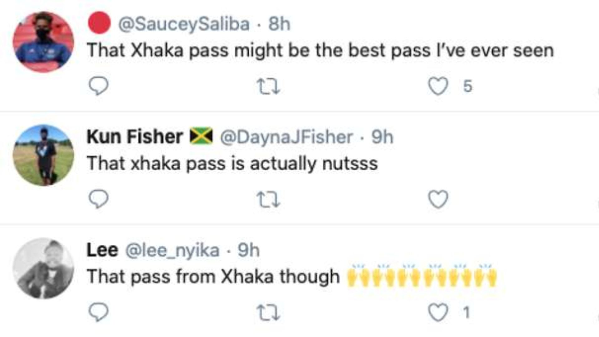 Xhaka Pass Twitter Reaction