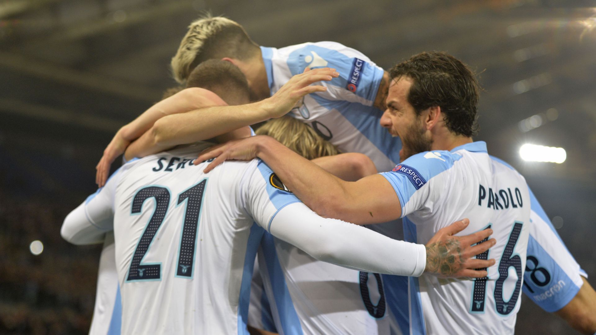 Lazio players celebrating Lazio Salzburg Europa League