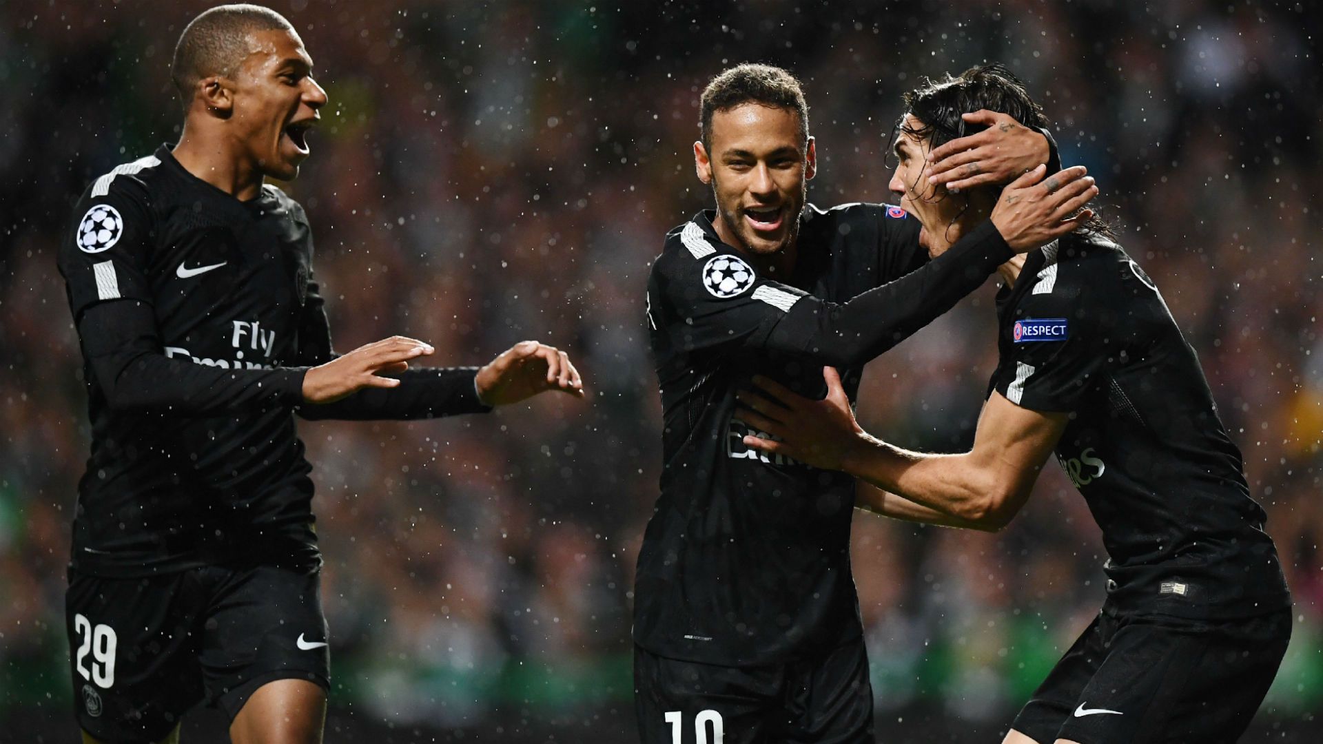Neymar Mbappe Cavani Celtic PSG UCL 12092017