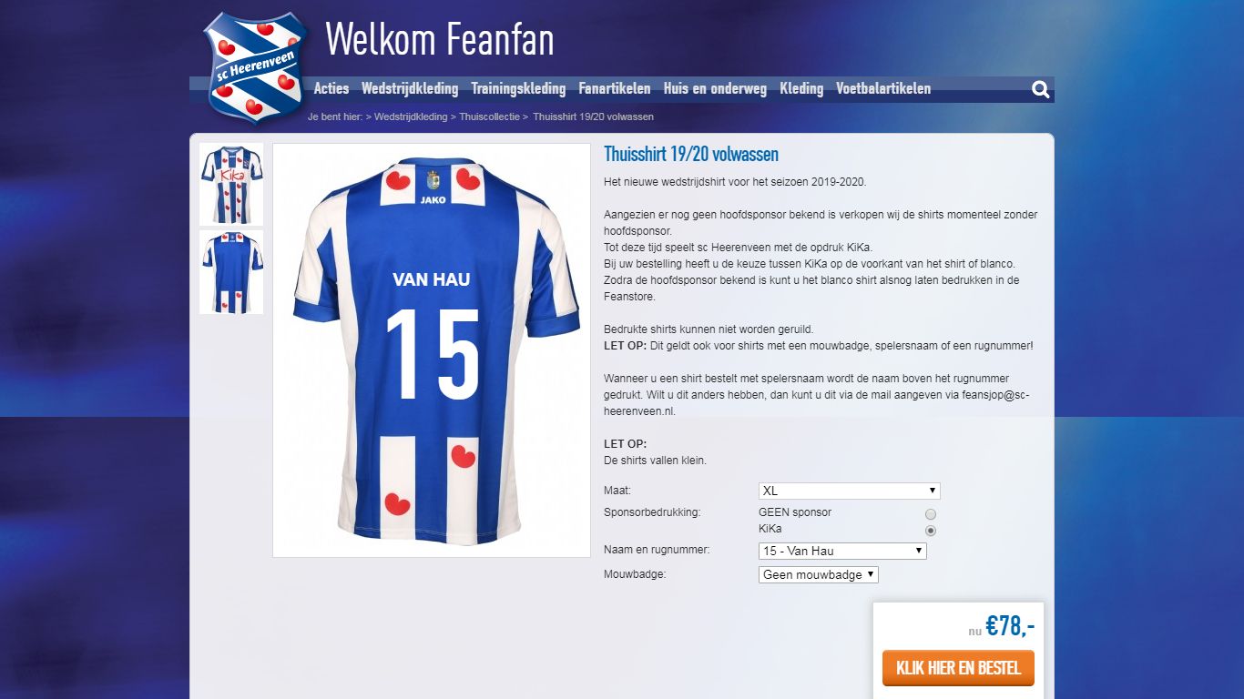 Heerenveen's jersey