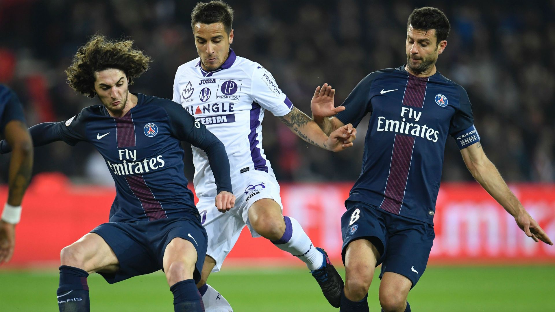Oscar Trejo Adrien Rabiot Thiago Motta Paris SG Toulouse Ligue 1 19022017