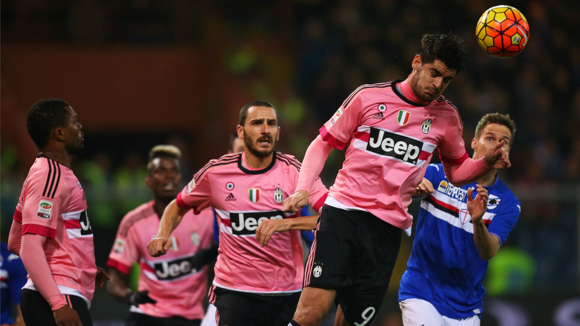 Patrice Evra Leonardo Bonucci Alvaro Morata Sampdoria Juventus Serie A 10012016