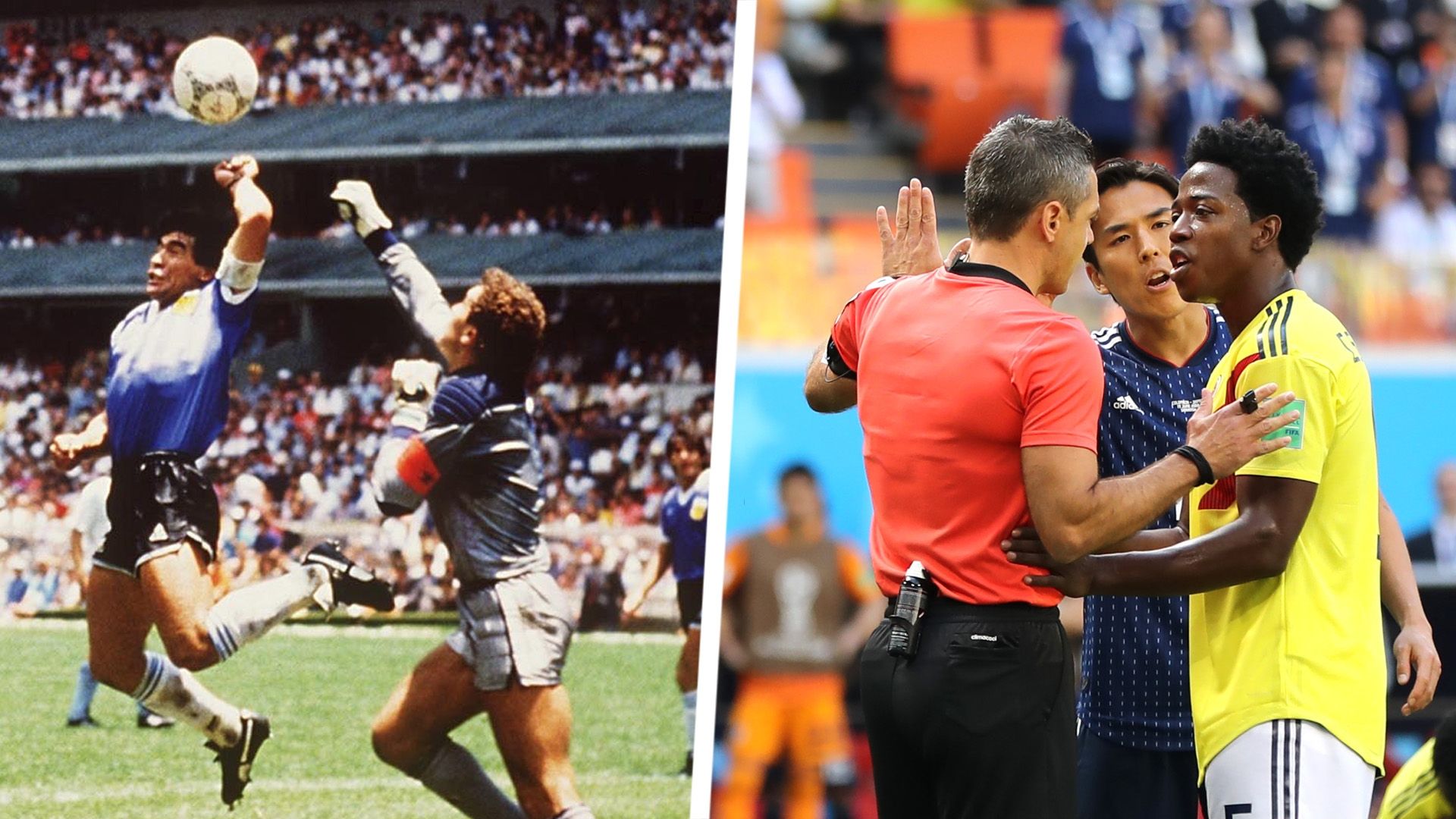 Diego Maradona Carlos Sanchez Handballs Split
