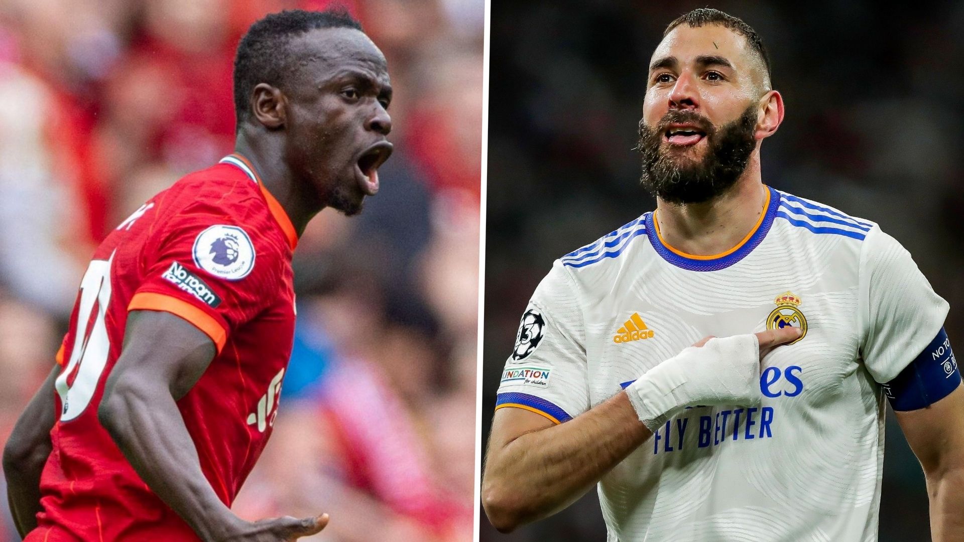 Sadio Mane of Liverpool and Karim Benzema of Real Madrid.