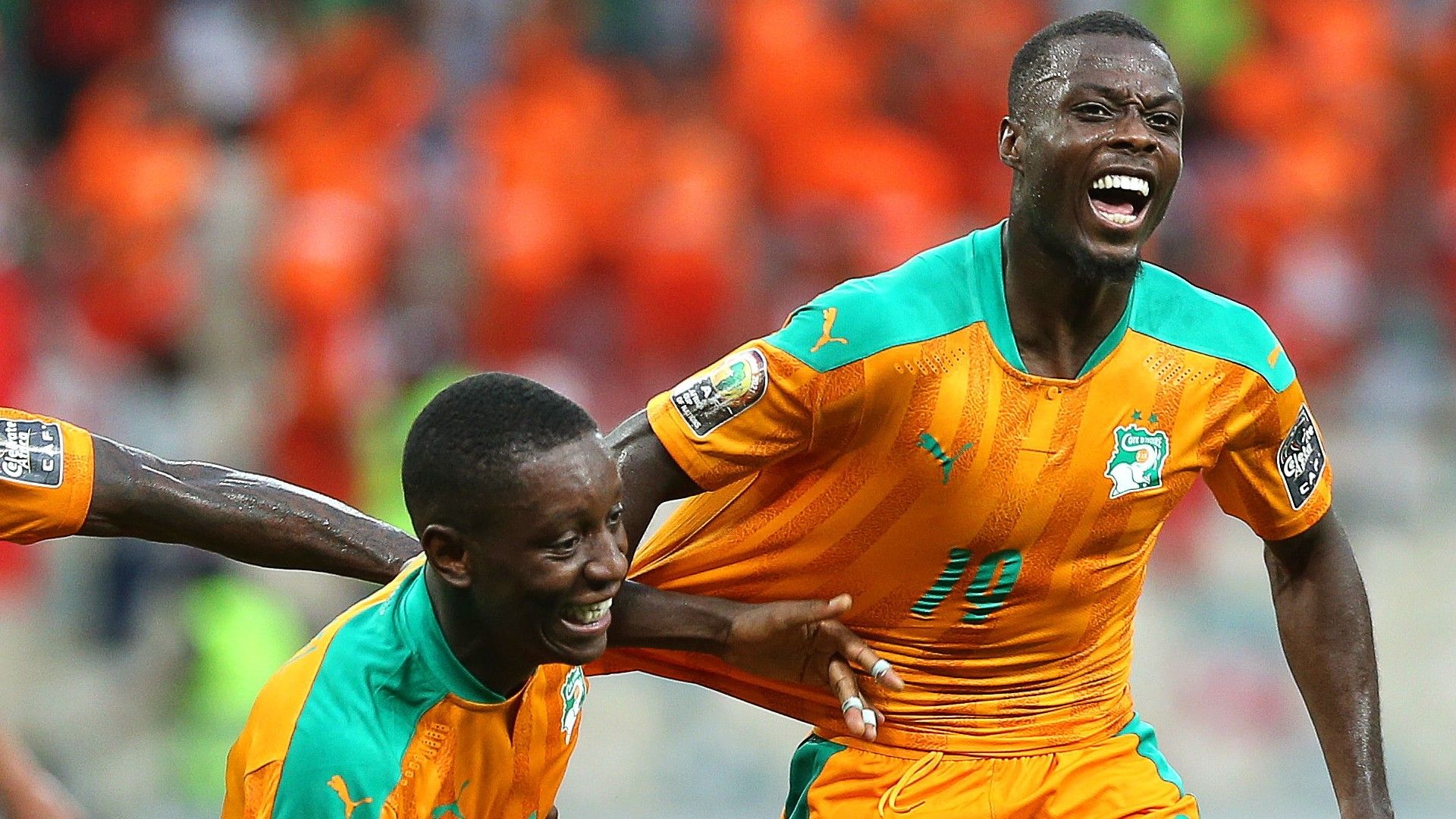 Max Gradel and Nicolas Pepe of Ivory Coast. 