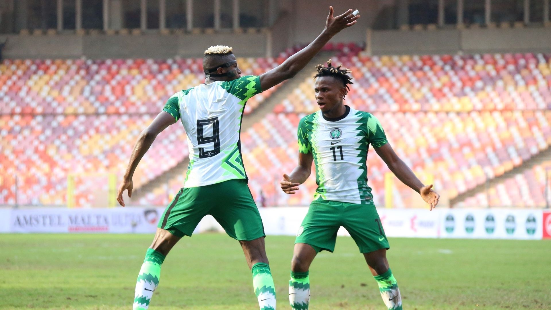 Victor Osimhen and Samuel Chukwueze of Nigeria