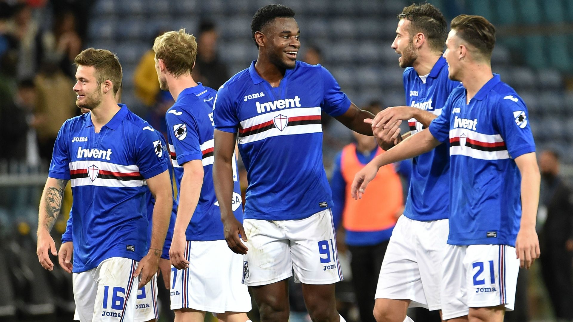 Sampdoria celebrating Sampdoria Bologna Serie A