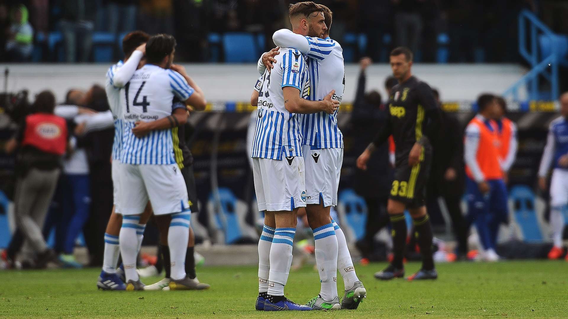 SPAL celebrating vs Juventus Serie A