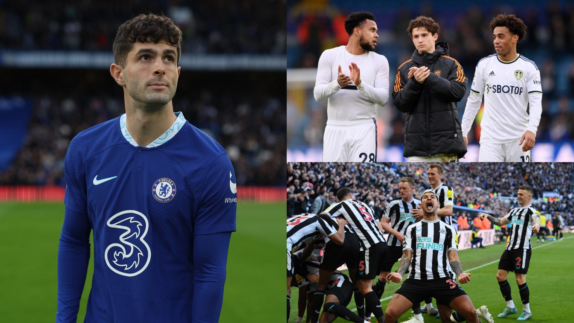Pulisic Chelsea McKennie Aaronson Adams Leeds Newcastle split