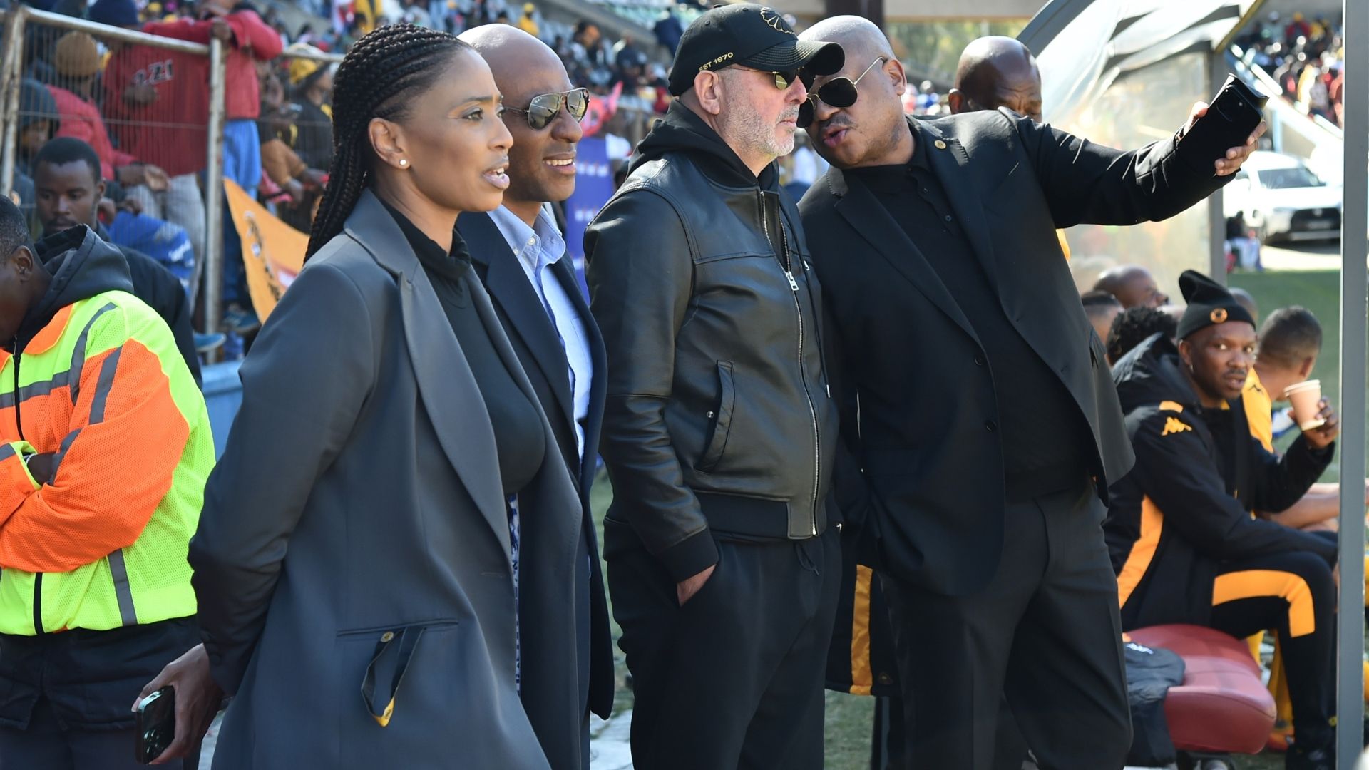 Jessica Motaung, Kaizer Motaung Jr, Nasreddine Nabi and Bobby Motaung