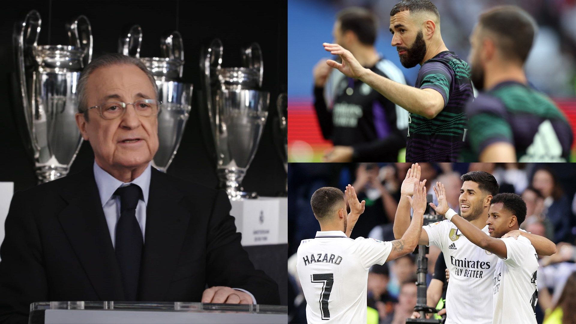 Florentino Perez, Karim Benzema, Eden Hazard, Marco Asensio GFX