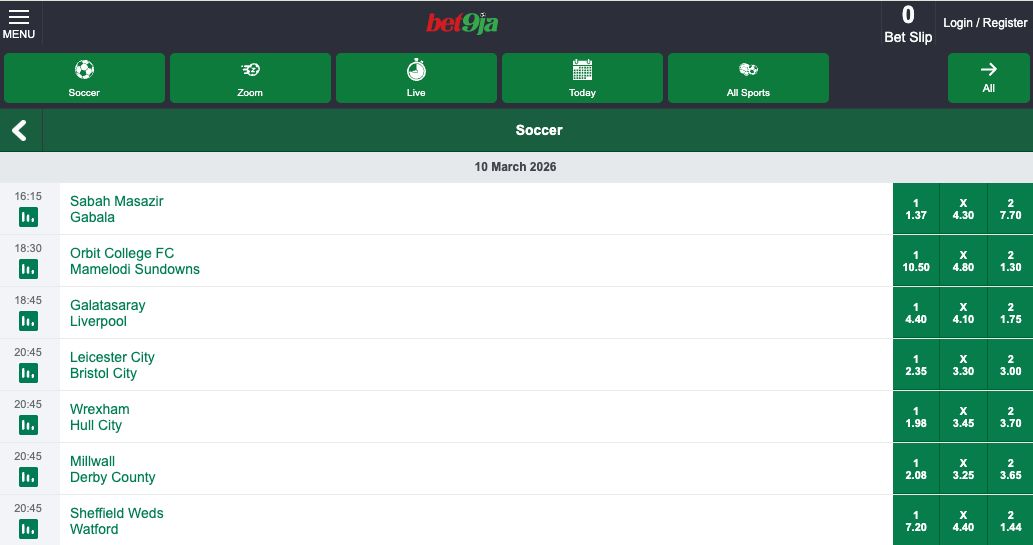 Bet9ja Moblie Lite Soccer