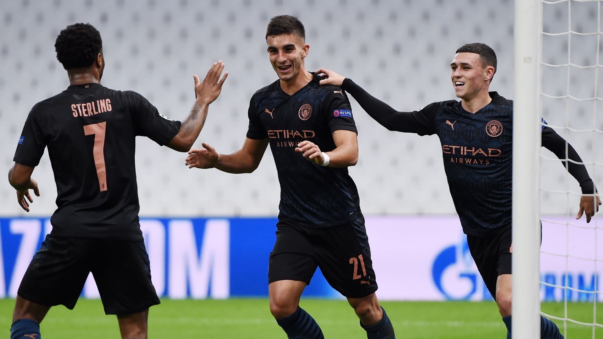 Ferran Torres, Raheem Sterling, Phil Foden, Marseille vs Manchester City