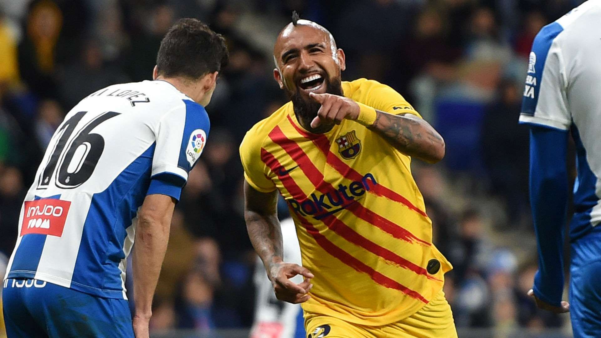 Vidal celebrating Espanyol Barcelona