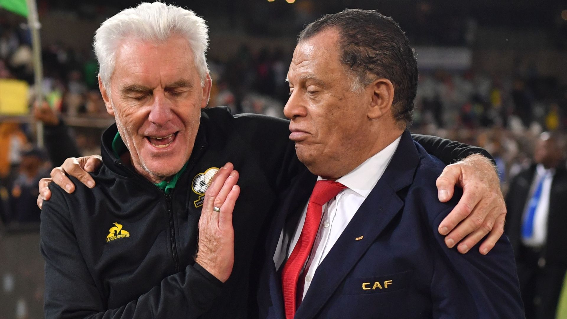 Hugo Broos and Danny Jordaan