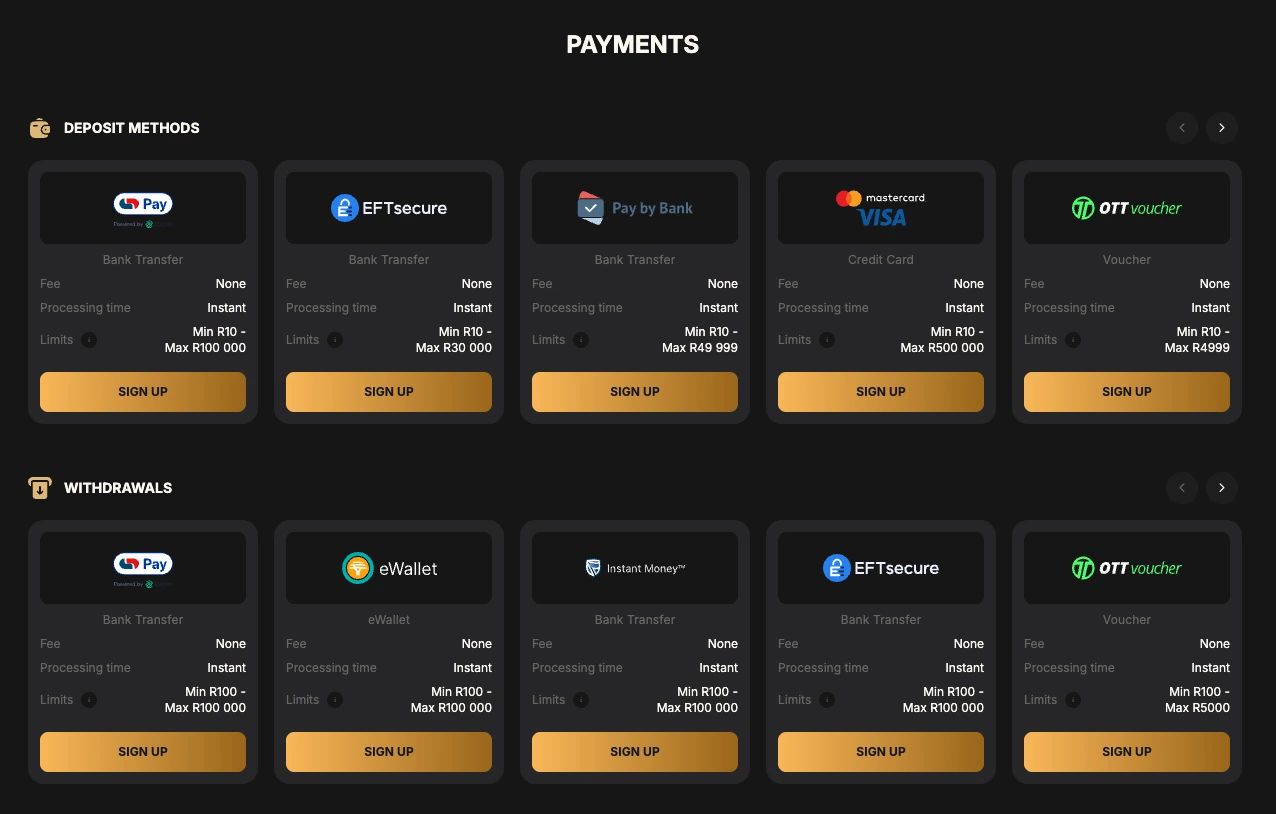 PantherBet Payment Methods