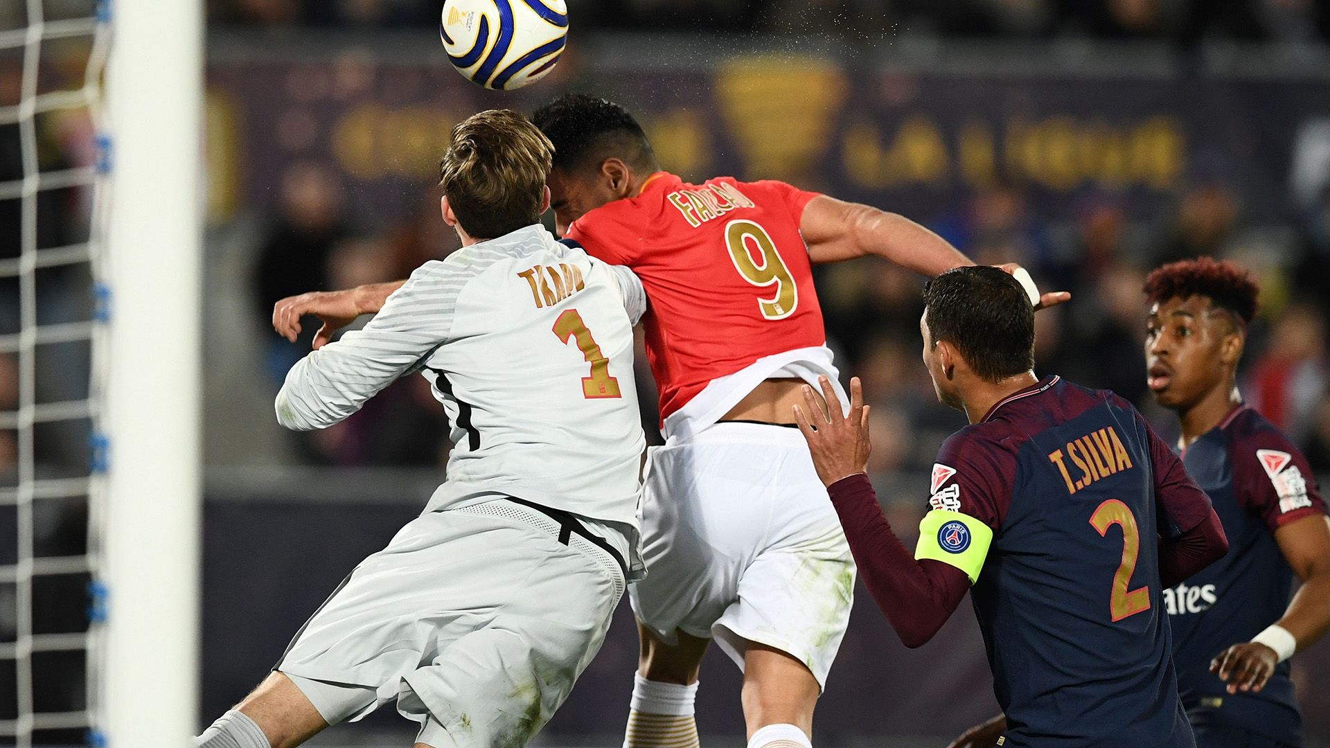Falcao Thiago Silva PSG Monaco 31032018 Coupe de la Ligue Final