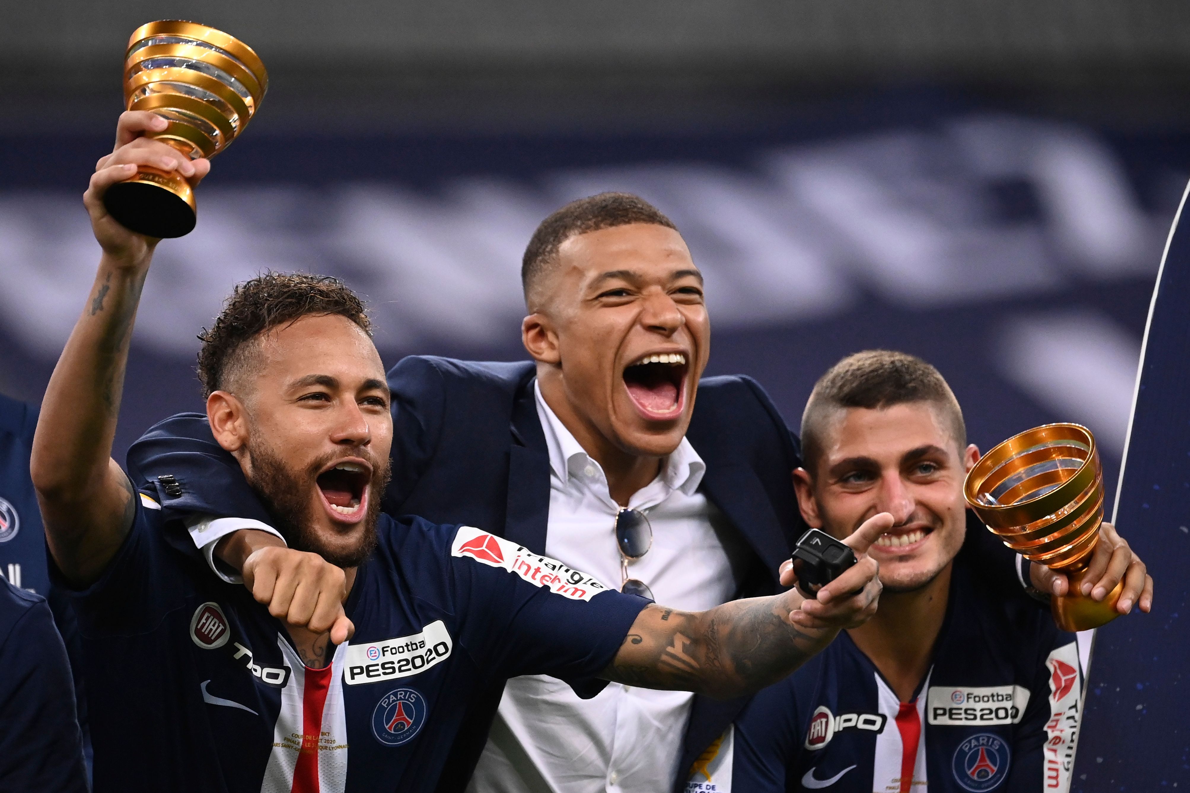 Neymar Kylian Mbappe Marco Verratti Paris Saint-Germain