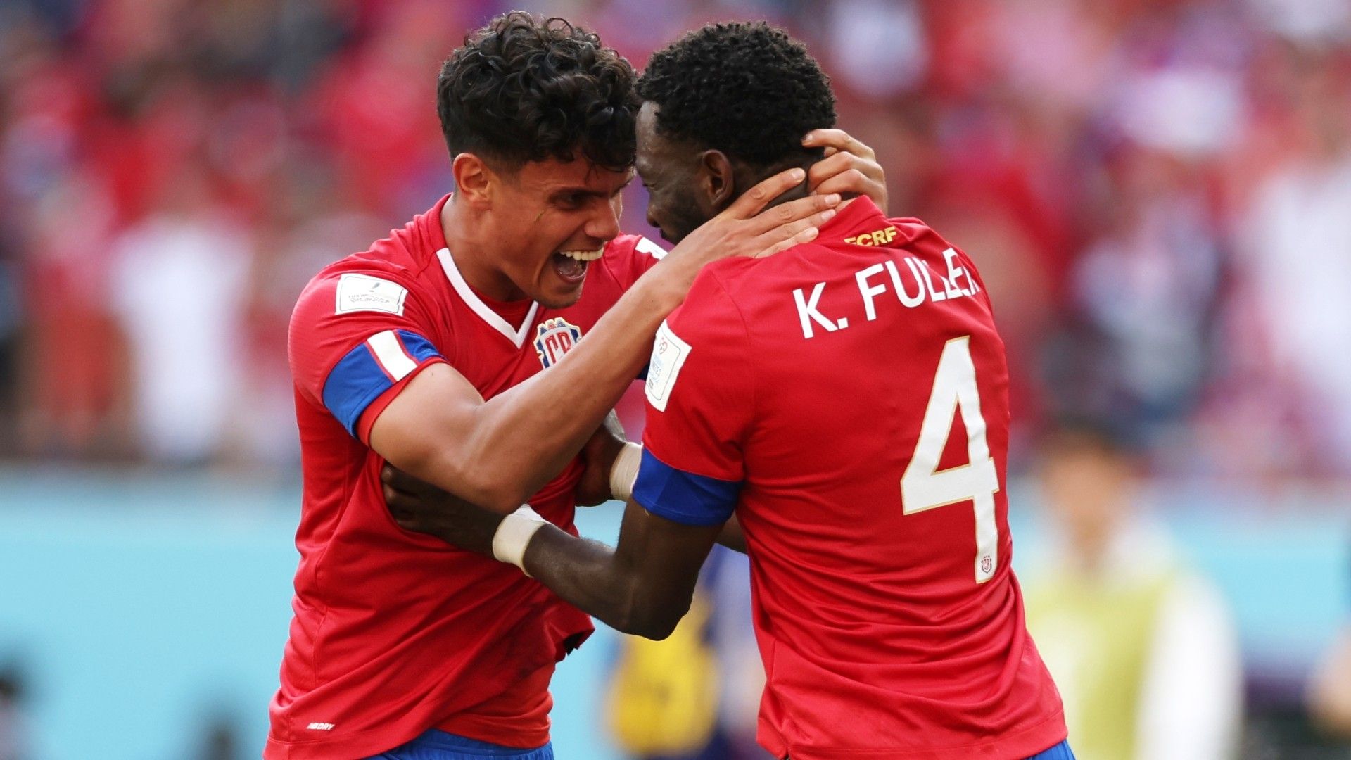 Yeltsin Tejeda (L) and Keysher Fuller of Costa Rica