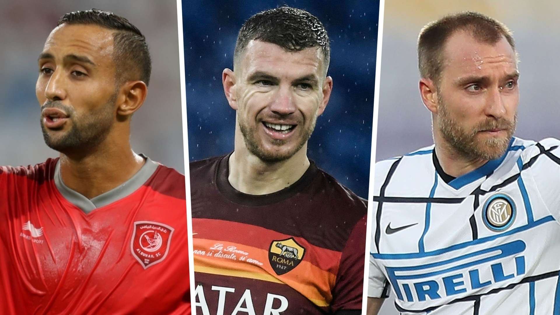 Medhi Benatia Edin Dzeko Christian Eriksen collage