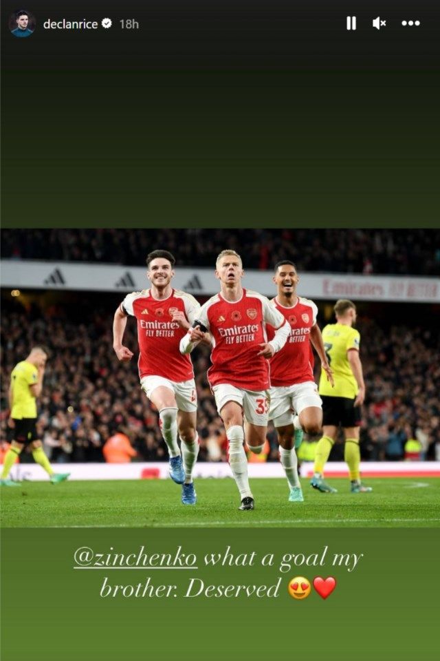 Declan Rice Oleksandr Zinchenko Instagram