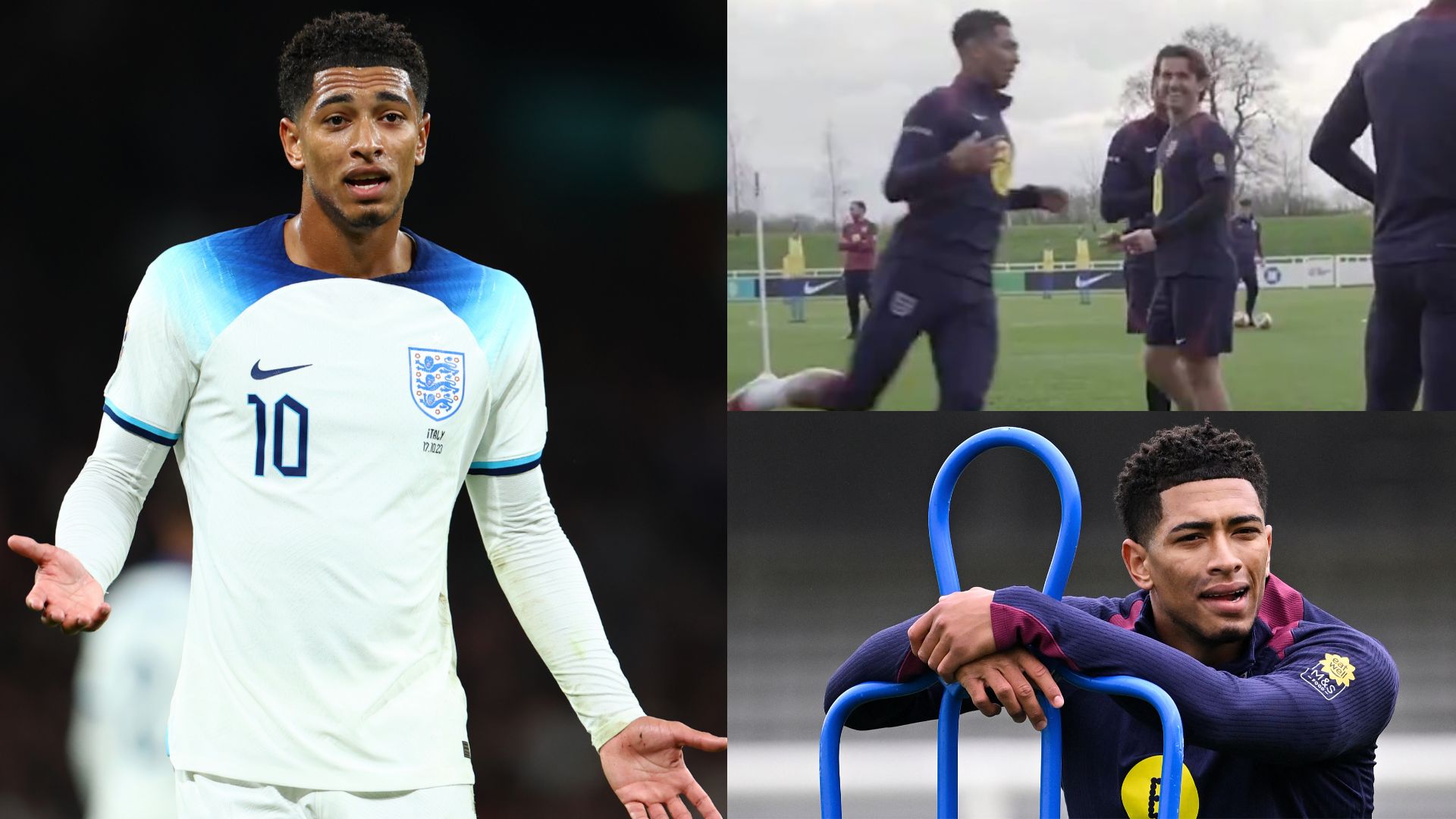 Jude Bellingham England training nutmeg